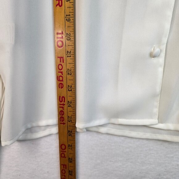 80s Susan Bristol Size 16 Pleated Collar Blouse Long Puff Sleeves Flowy Romantic - Picture 10 of 12